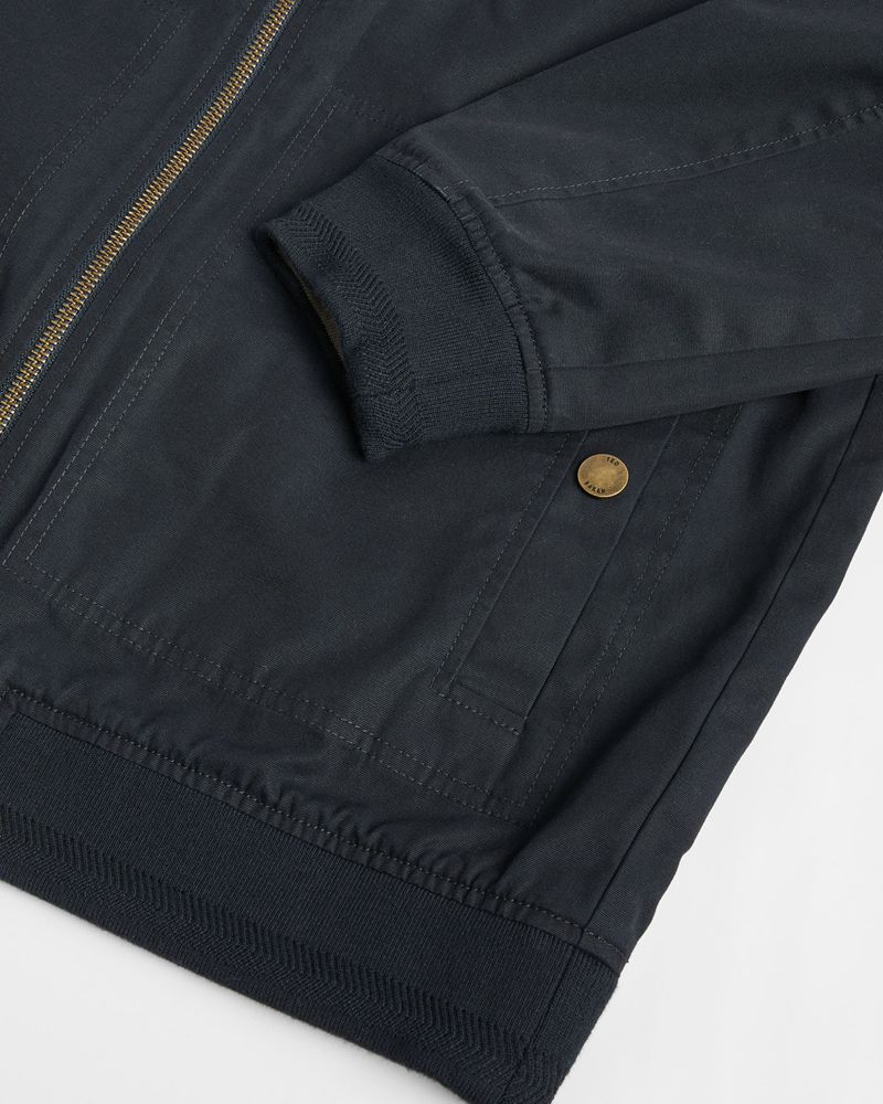 Ted Baker Bars Bomull Blend Bomber Jacka Herr Marinblå | KBI-035792