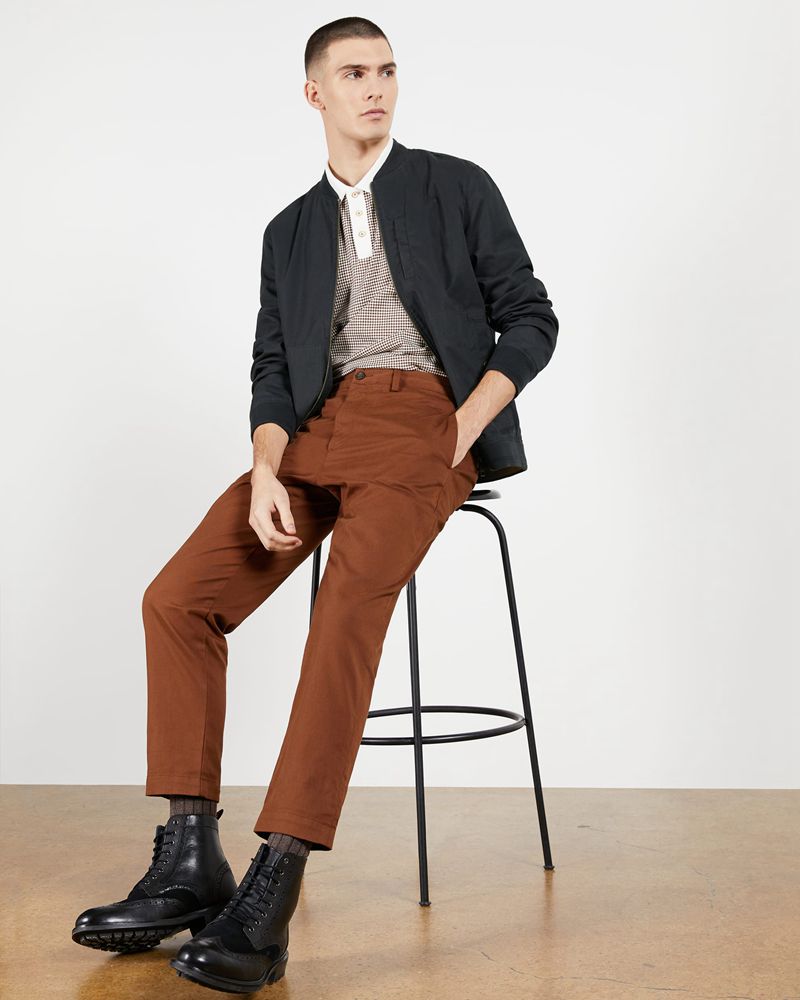 Ted Baker Bars Bomull Blend Bomber Jacka Herr Marinblå | KBI-035792
