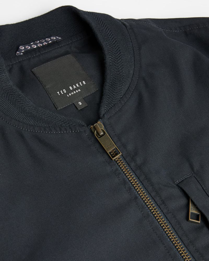 Ted Baker Bars Bomull Blend Bomber Jacka Herr Marinblå | KBI-035792