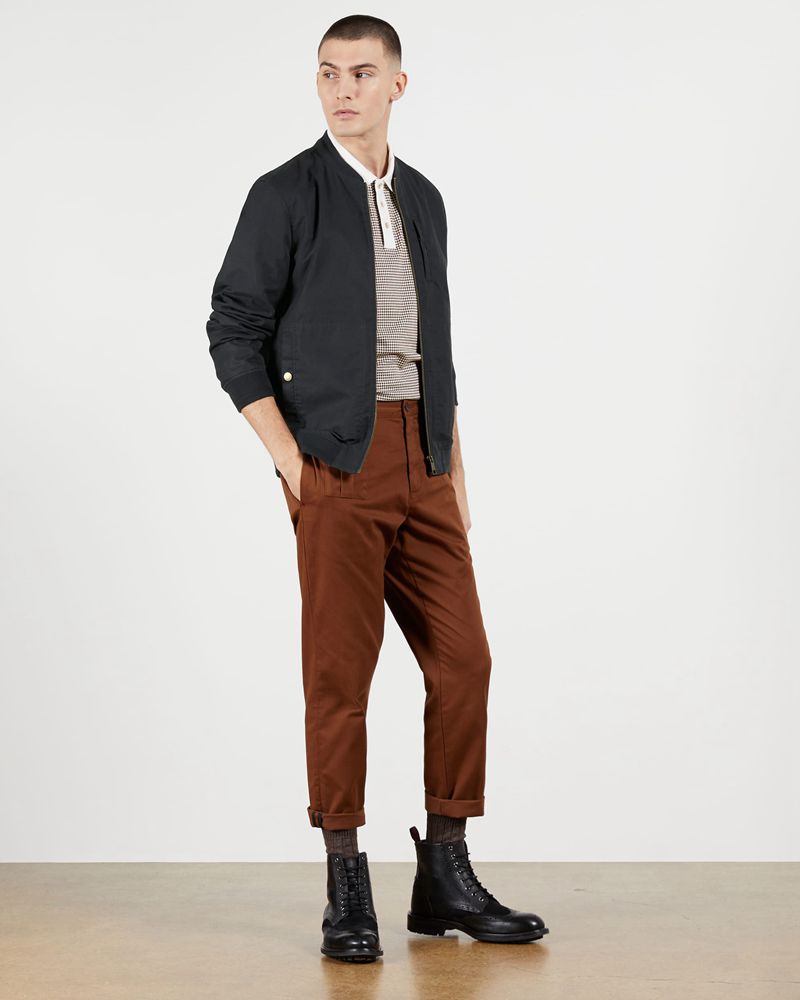 Ted Baker Bars Bomull Blend Bomber Jacka Herr Marinblå | KBI-035792