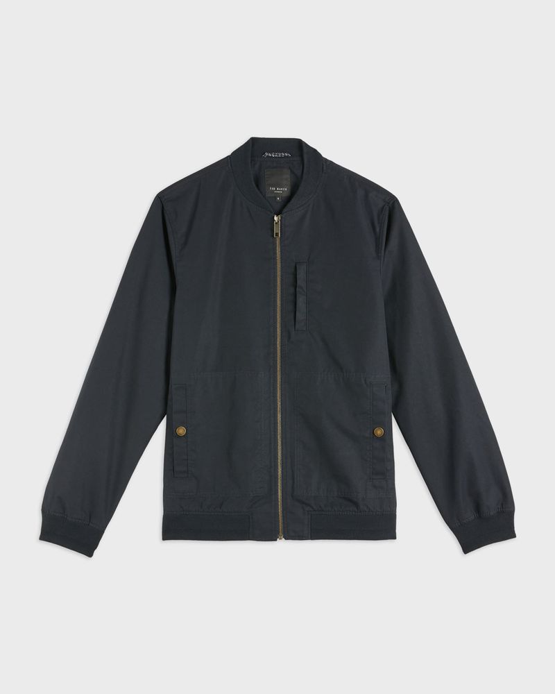Ted Baker Bars Bomull Blend Bomber Jacka Herr Marinblå | KBI-035792