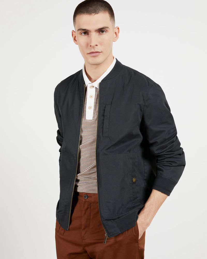 Ted Baker Bars Bomull Blend Bomber Jacka Herr Marinblå | KBI-035792