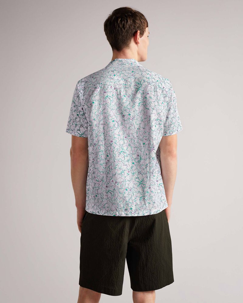 Ted Baker Bartlet Sleeve Revere Printed Skjorta Herr Vita | NUY-451937