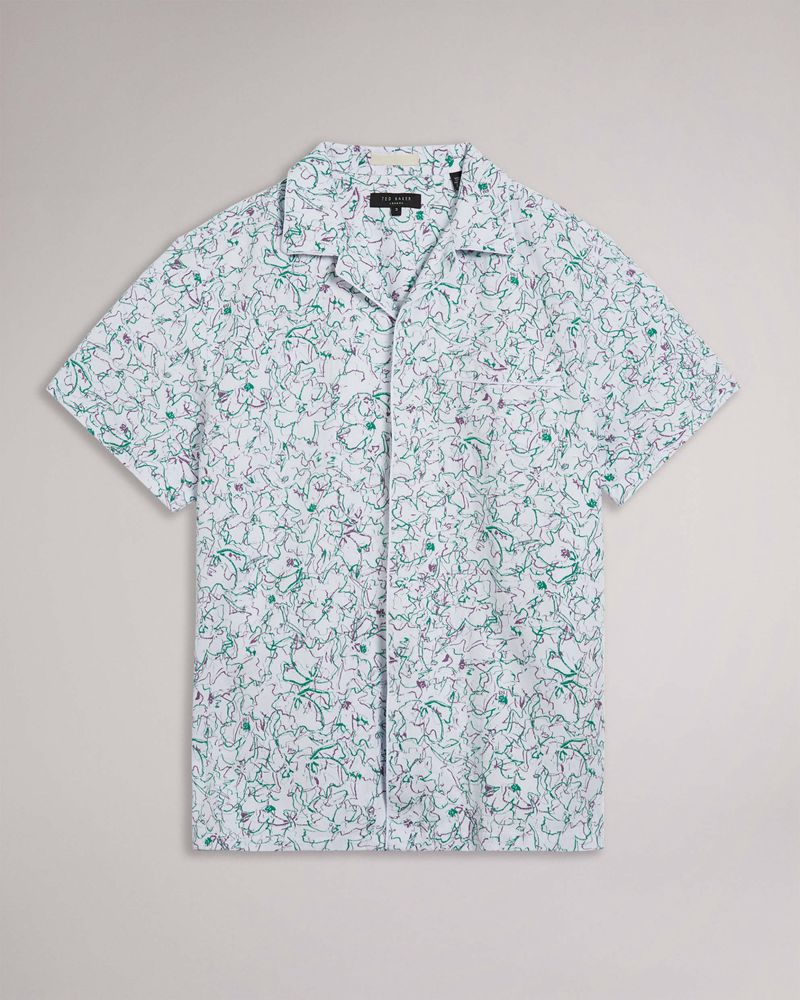 Ted Baker Bartlet Sleeve Revere Printed Skjorta Herr Vita | NUY-451937