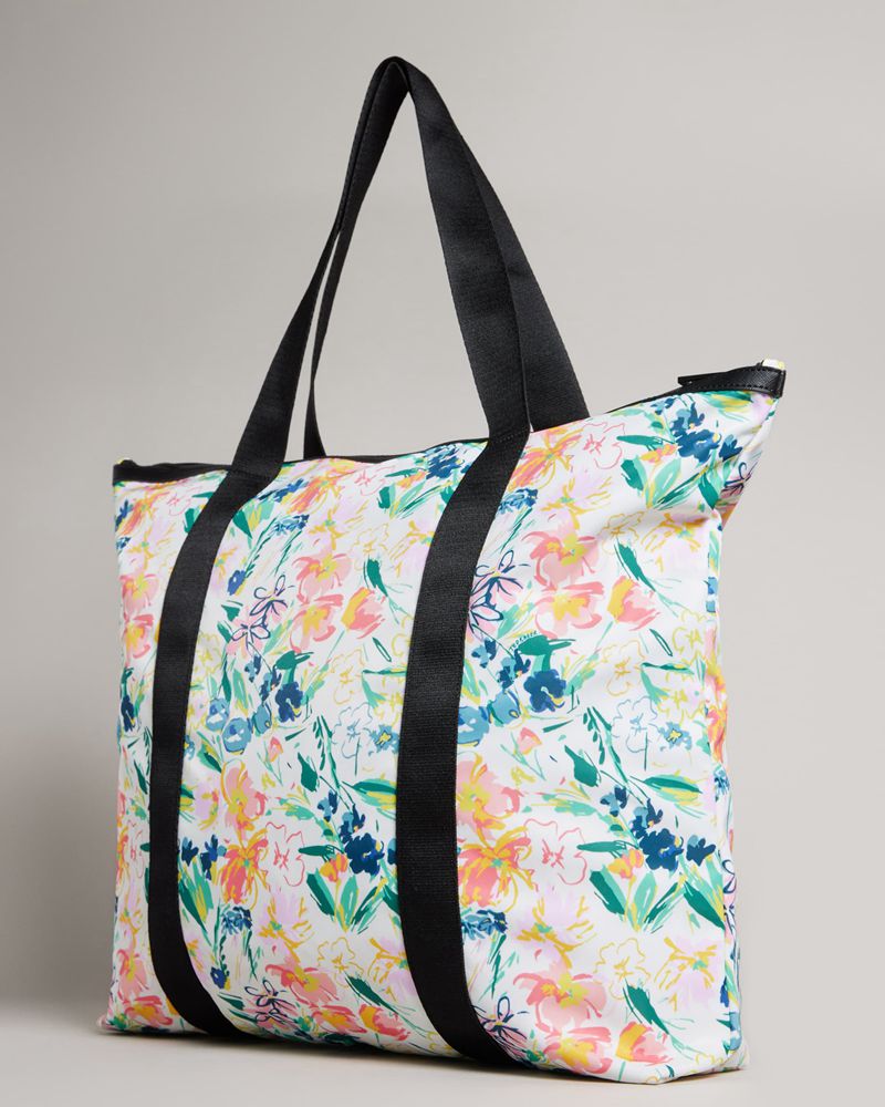 Ted Baker Beckla Magnolia Floral Nylon Tote Väska Dam Vita | SJL-805719