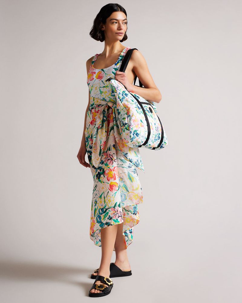 Ted Baker Beckla Magnolia Floral Nylon Tote Väska Dam Vita | SJL-805719