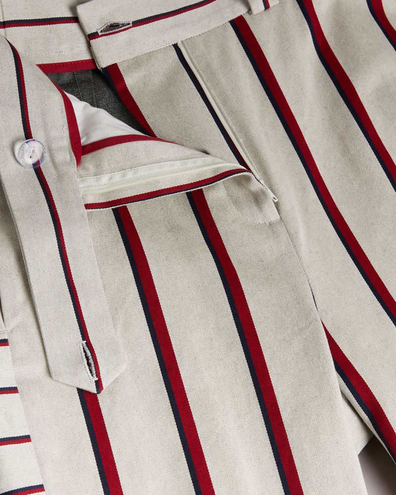 Ted Baker Beda Striped Breda Leg Byxor Dam Vita | GUO-201975