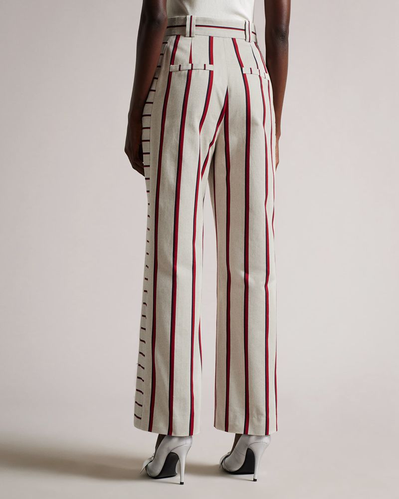Ted Baker Beda Striped Breda Leg Byxor Dam Vita | GUO-201975