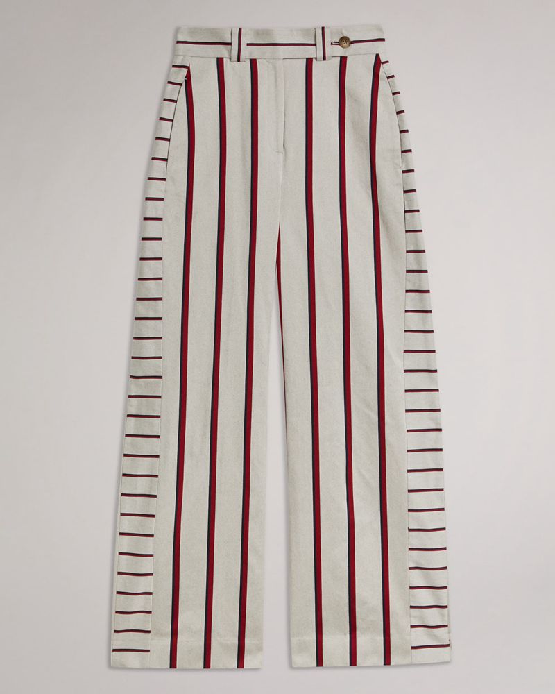 Ted Baker Beda Striped Breda Leg Byxor Dam Vita | GUO-201975