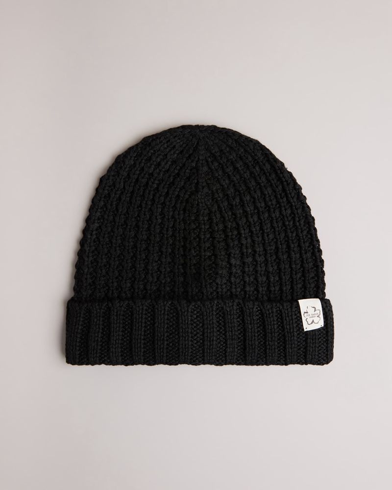 Ted Baker Beka Waffle Texture Beanie Hatt Dam Svarta | YFG-291834