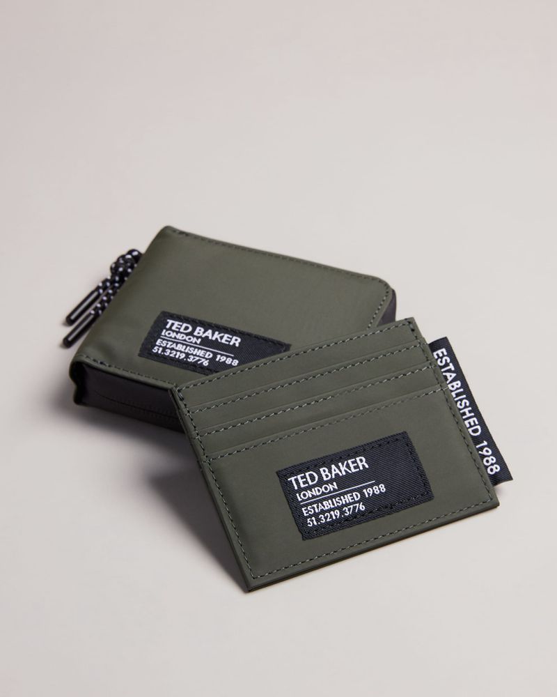 Ted Baker Bentch Rubberised And Cardholder Giftset Plånbok Herr Gröna | VOU-183729
