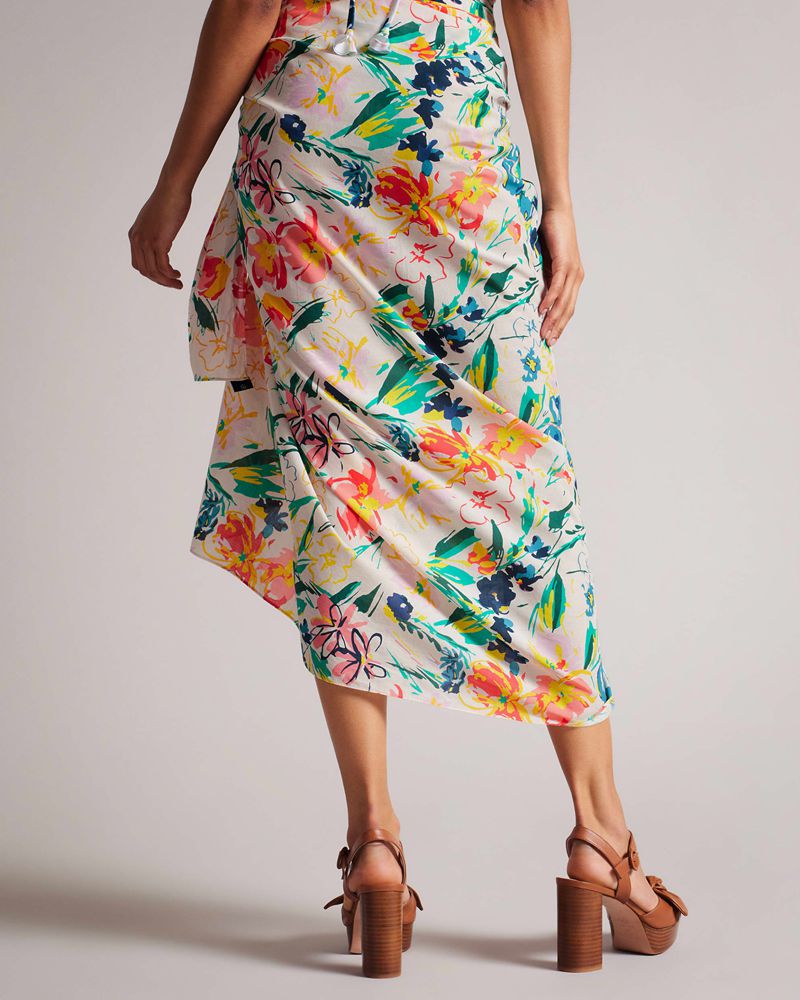 Ted Baker Beny Flirty Texture Floral Beach Sarong Badkläder Dam Vita | KPN-209783