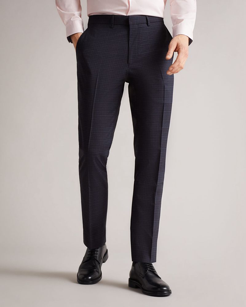 Ted Baker Berwits Slim Navy Check Kostymer Herr Marinblå | SDG-867049