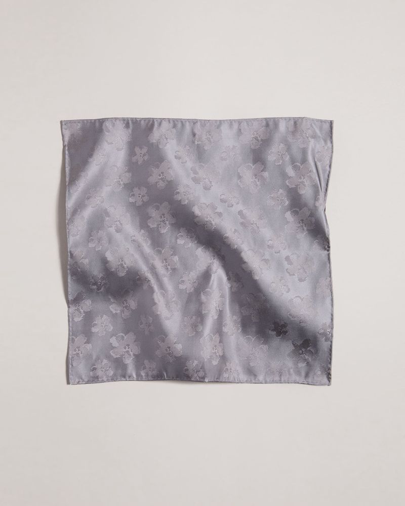 Ted Baker Besquar Magnolia Jacquard Pocket Square Slipsar Herr Silver | CTS-897435
