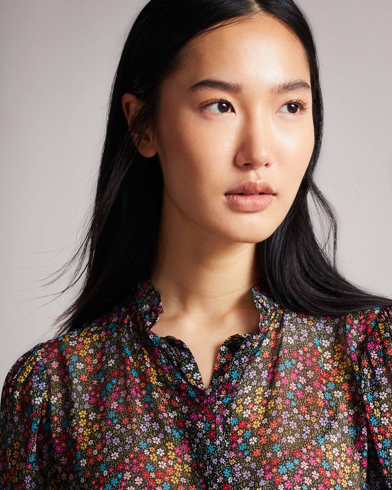 Ted Baker Bevlia Dropped Midja Midi Klänning Dam Svarta | QUT-657230