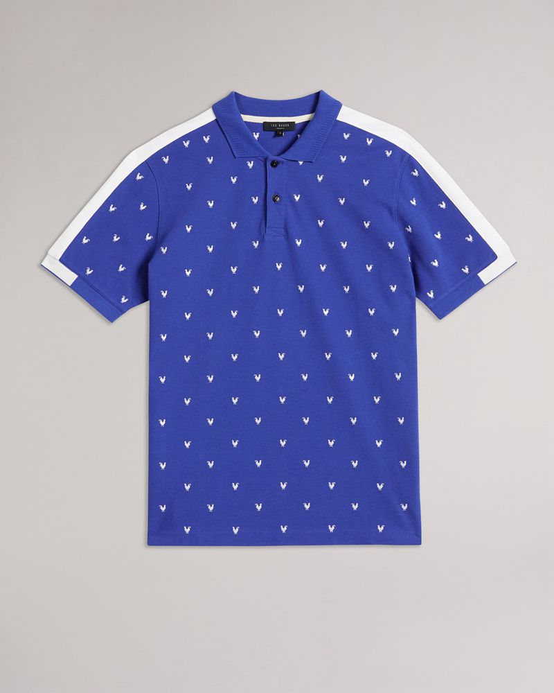 Ted Baker Billett Sleeve Embroidered Polo Blast Herr Blå | KSN-012796
