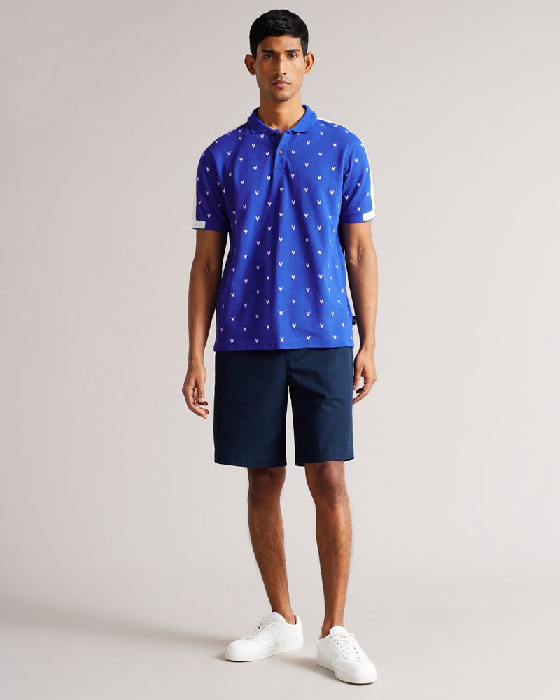 Ted Baker Billett Sleeve Embroidered Polo Blast Herr Blå | KSN-012796