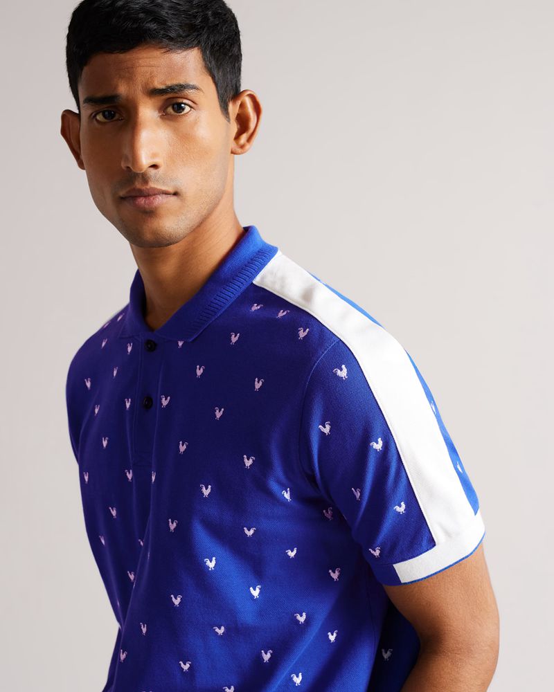 Ted Baker Billett Sleeve Embroidered Polo Blast Herr Blå | KSN-012796