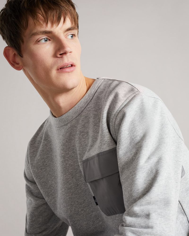 Ted Baker Birchin With Pocket Tröjor Herr Gray | BVQ-128953