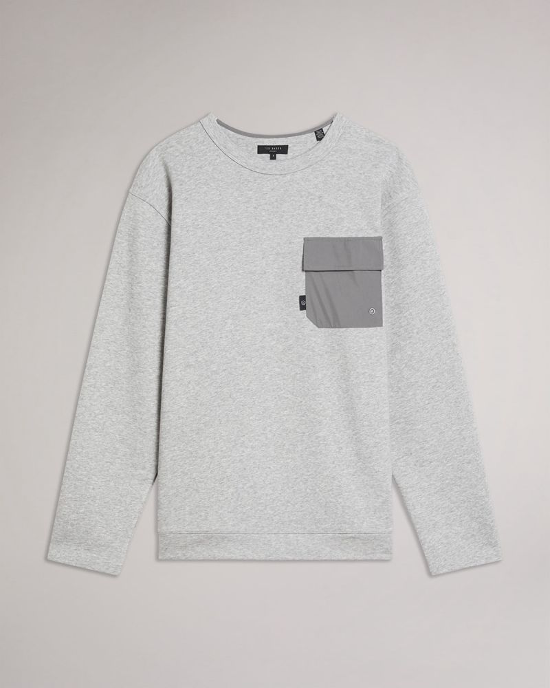 Ted Baker Birchin With Pocket Tröjor Herr Gray | BVQ-128953