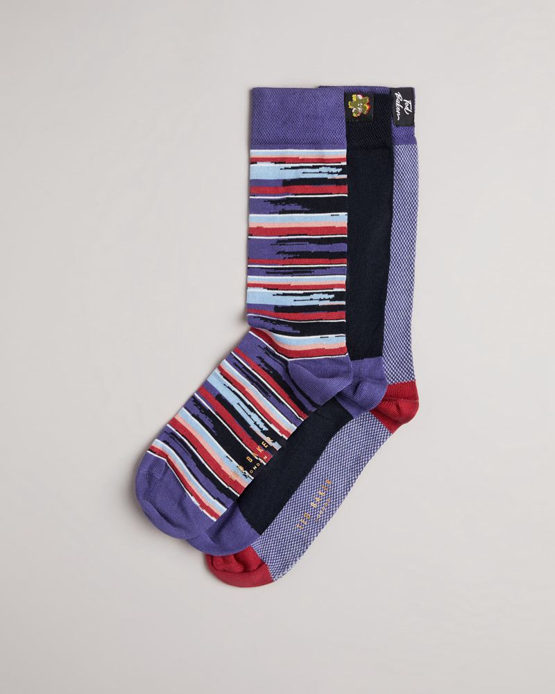 Ted Baker Blupak Three Pack Of Strumpor Herr Olika Färger | HMN-062137