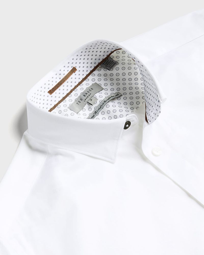 Ted Baker Bobcut Bomull Plain Skjorta Herr Vita | ARV-038147