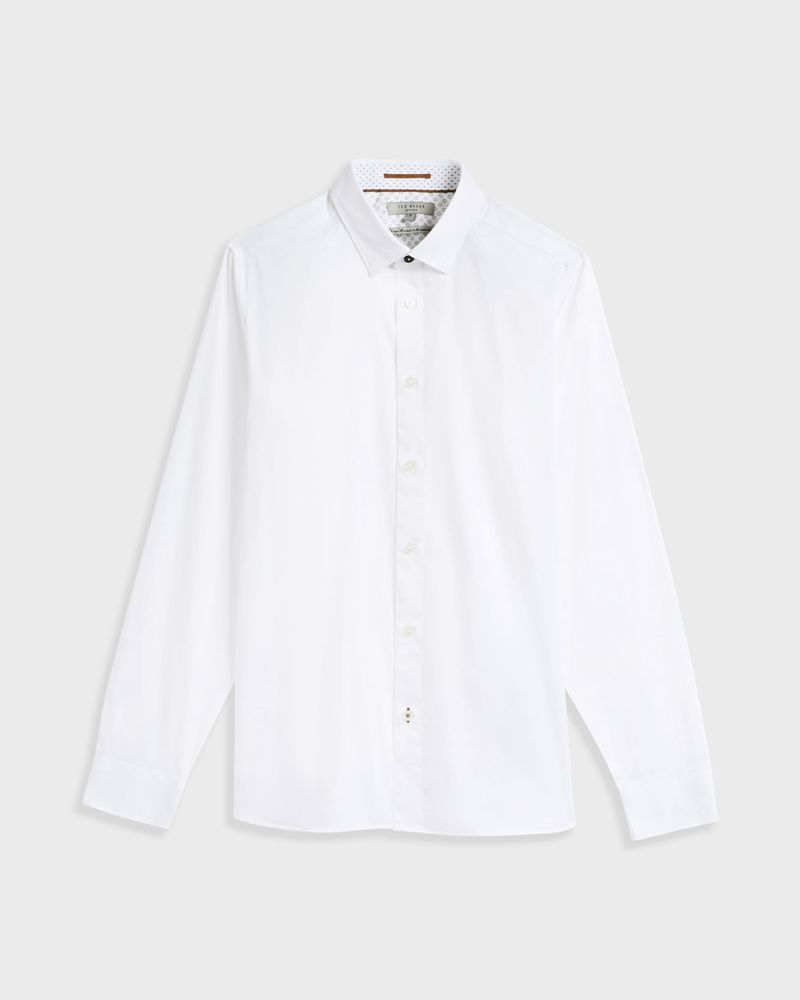 Ted Baker Bobcut Bomull Plain Skjorta Herr Vita | ARV-038147