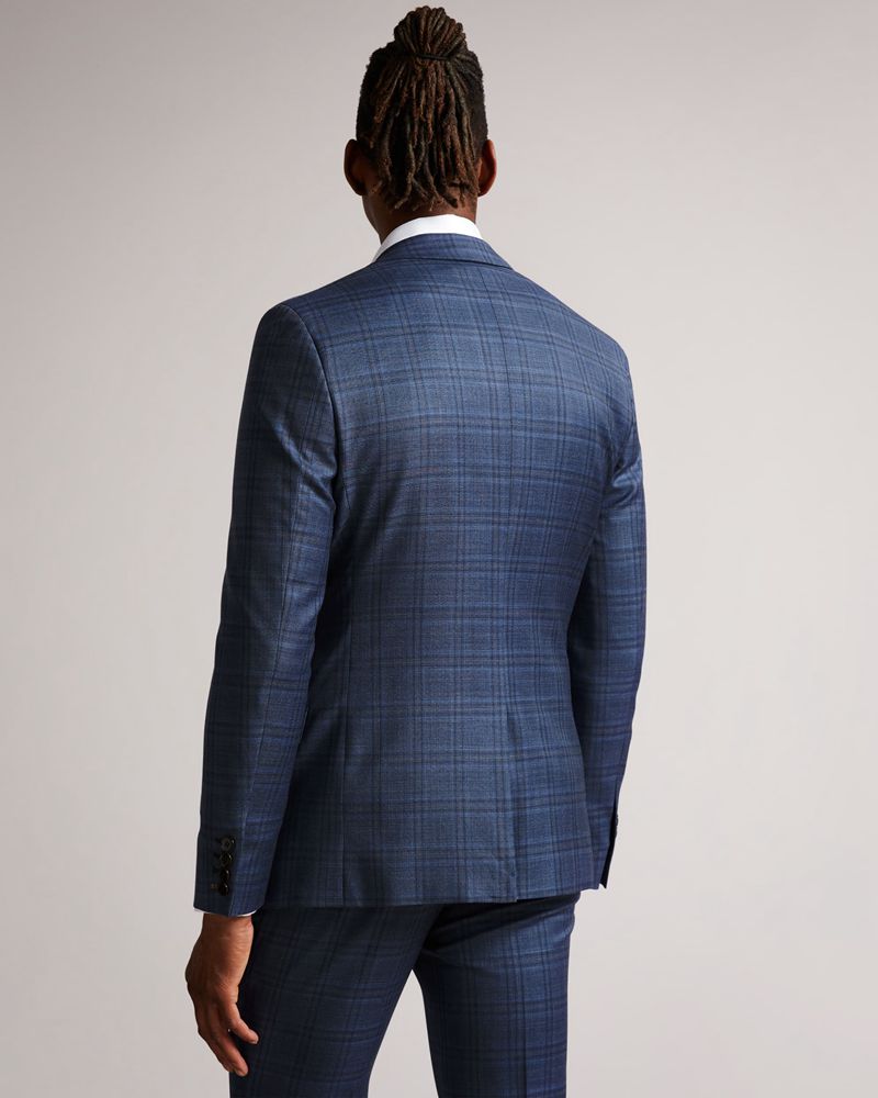 Ted Baker Bollijs Slim Mid Blue Check Kostymer Herr Blå | LOV-984236