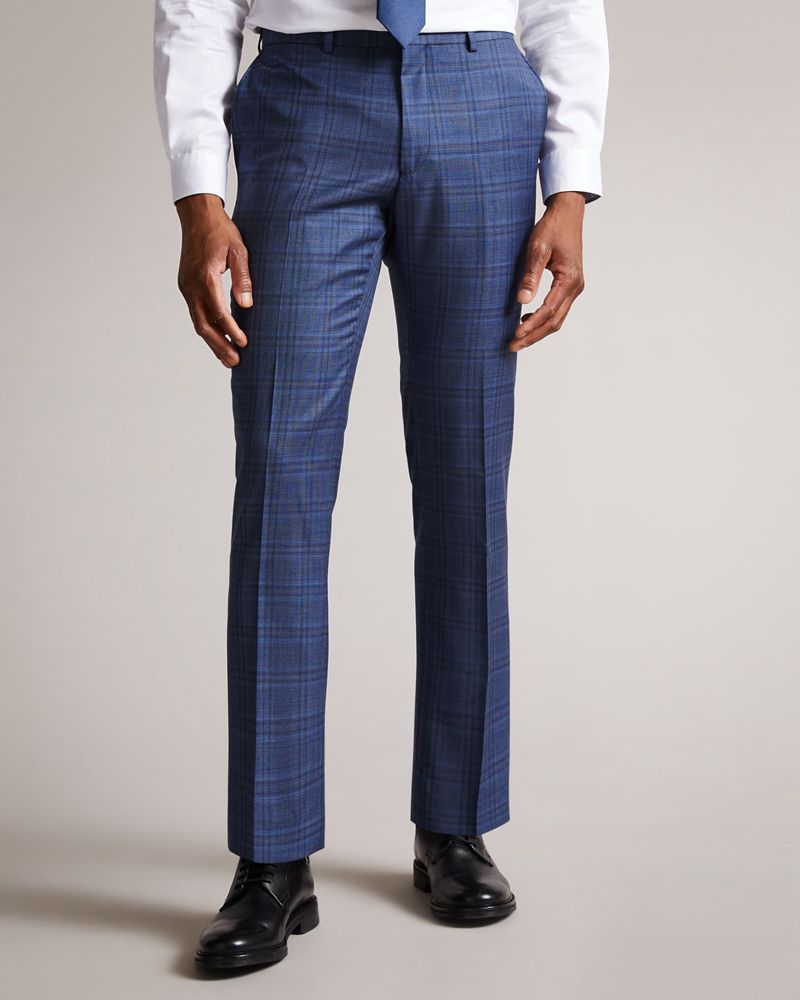 Ted Baker Bollits Slim Mid Blue Check Kostymer Herr Blå | VFA-928364