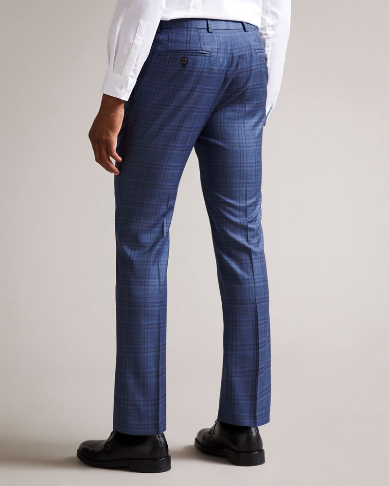 Ted Baker Bollits Slim Mid Blue Check Kostymer Herr Blå | VFA-928364