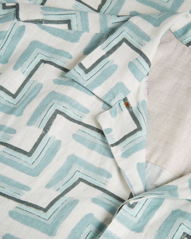 Ted Baker Brecon Ss Retro Geo Print Skjorta Herr Blå | NIX-746302