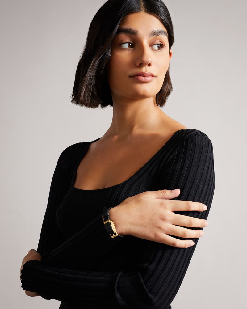 Ted Baker Brielli Läder Bracelet Smycken Dam Svarta | IHQ-641237