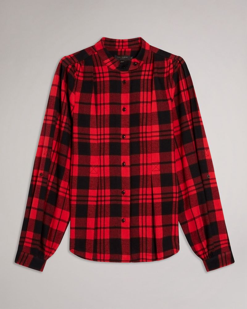 Ted Baker Briten Check Flannel With Knife Pleat Blast Dam Svarta | VJL-089475