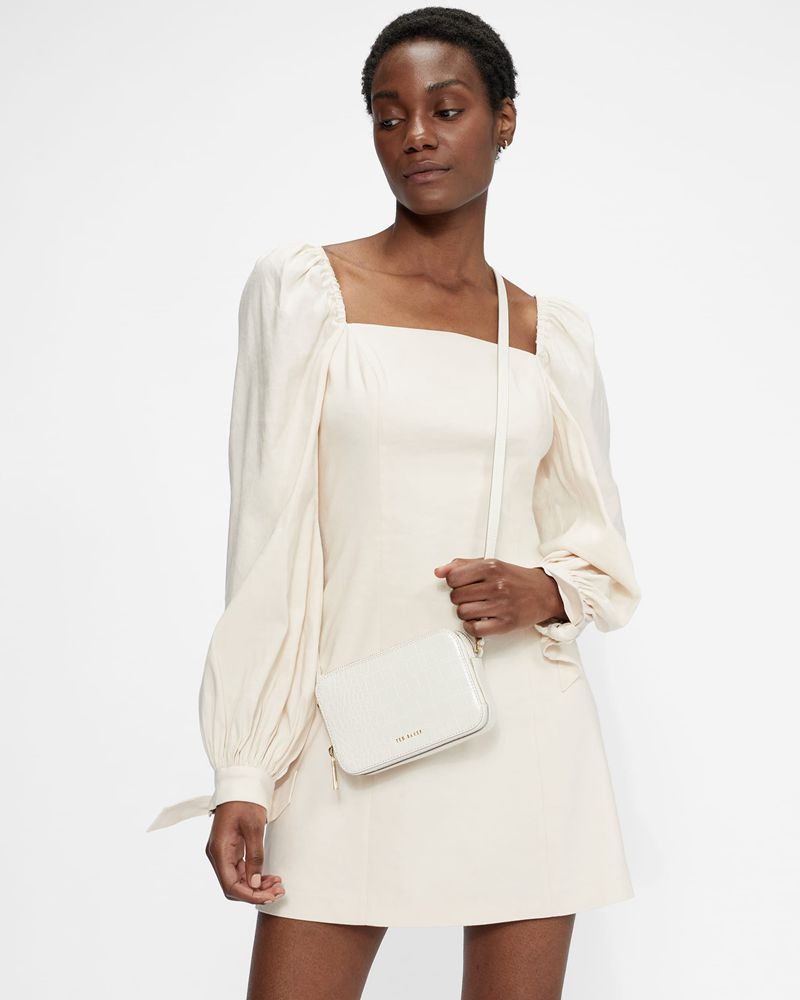 Ted Baker Britnie Fitted Mini With Blouson Sleeves Klänning Dam Vita | AXL-276385