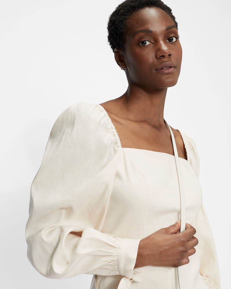 Ted Baker Britnie Fitted Mini With Blouson Sleeves Klänning Dam Vita | AXL-276385