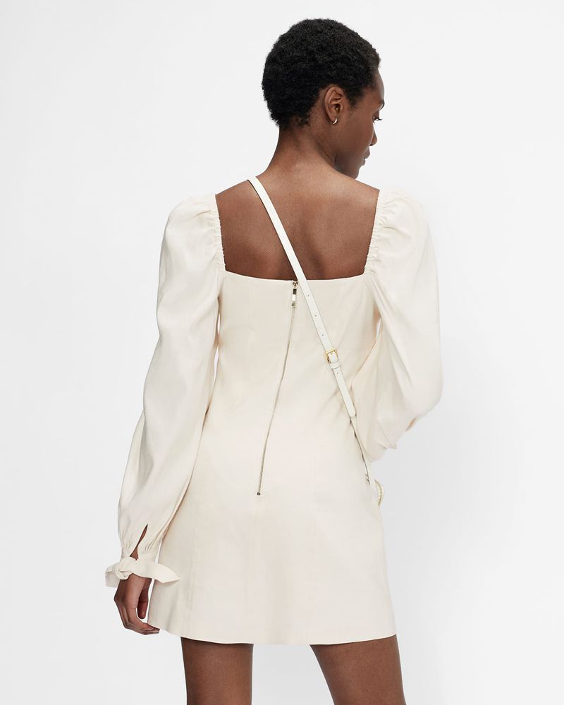 Ted Baker Britnie Fitted Mini With Blouson Sleeves Klänning Dam Vita | AXL-276385