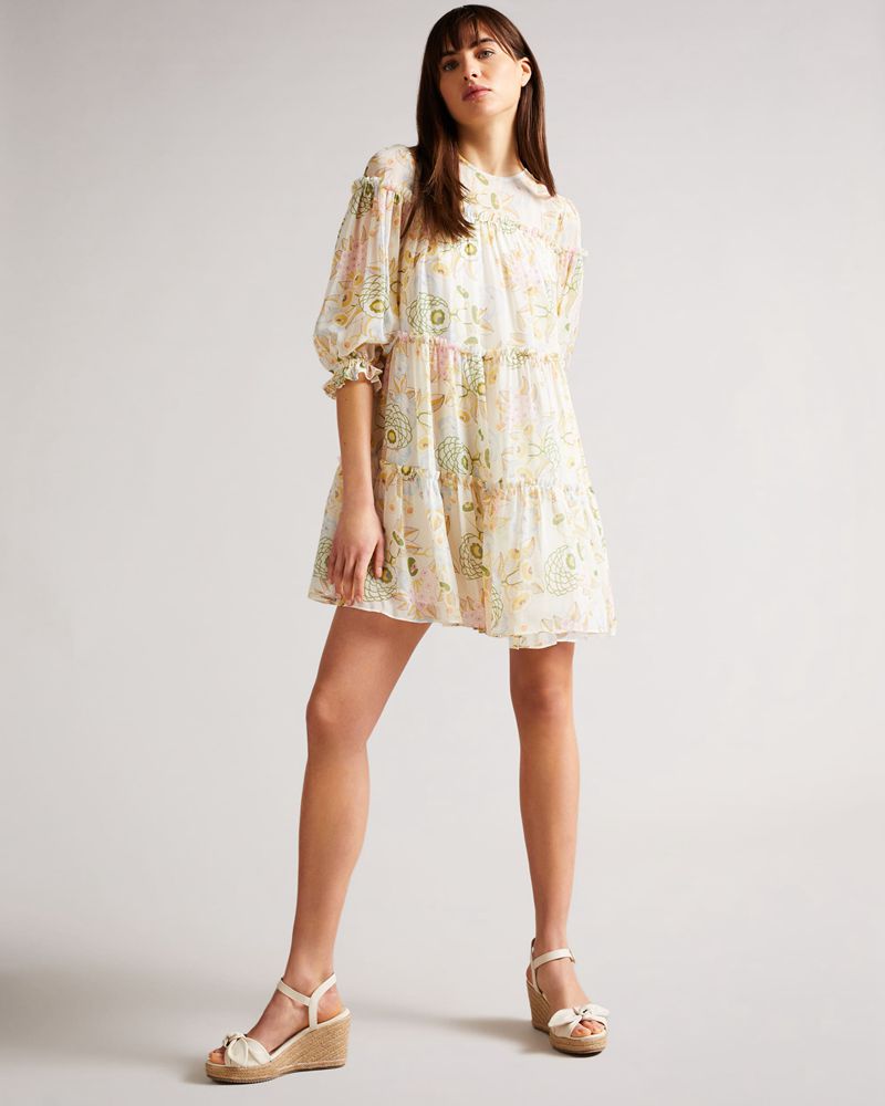 Ted Baker Bryanah Läder Bow Kilklack Höga Klackar Dam Vita | ONS-546018