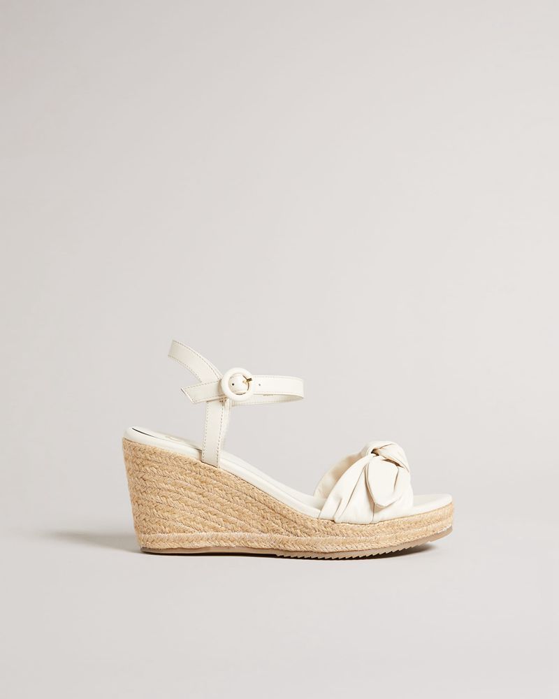 Ted Baker Bryanah Läder Bow Kilklack Höga Klackar Dam Vita | ONS-546018
