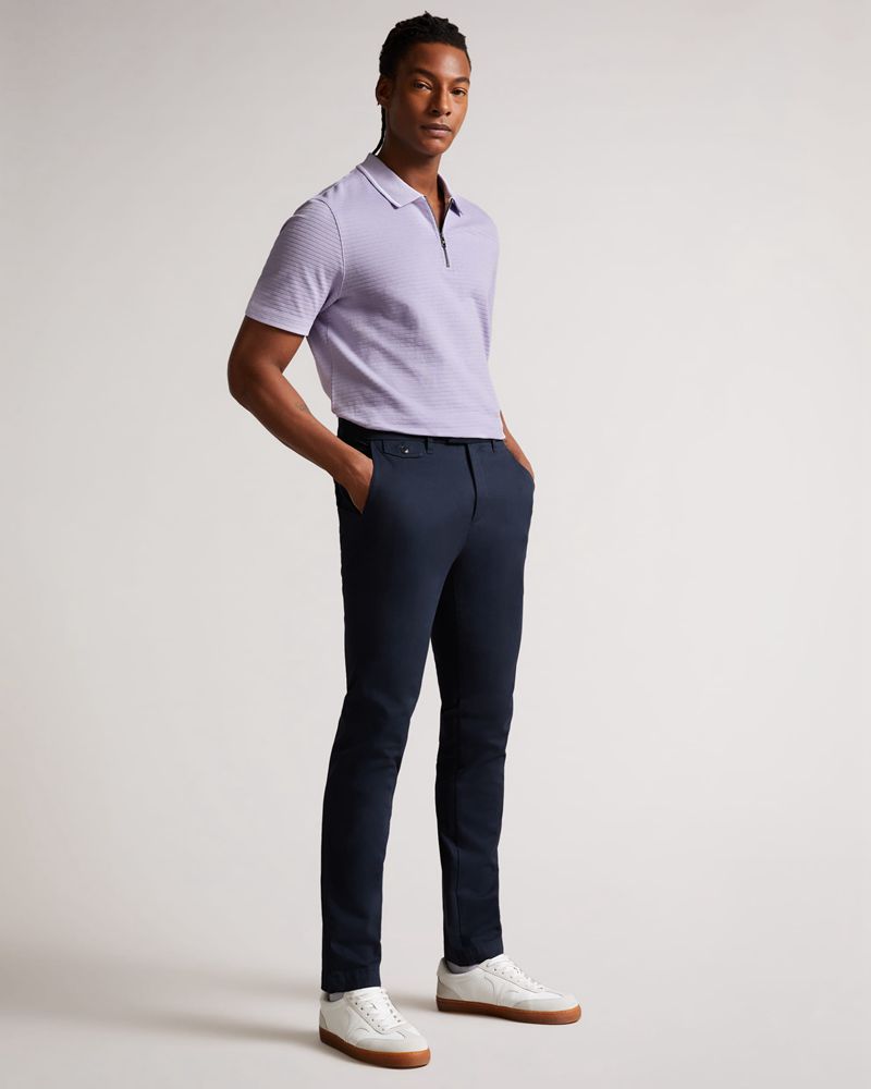 Ted Baker Buer Sleeve Textured Zip Polo Blast Herr Lila | CBM-173960