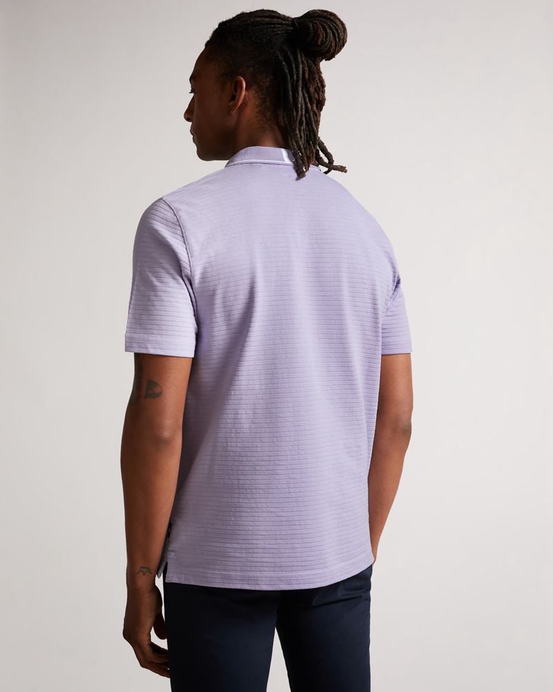 Ted Baker Buer Sleeve Textured Zip Polo Blast Herr Lila | CBM-173960