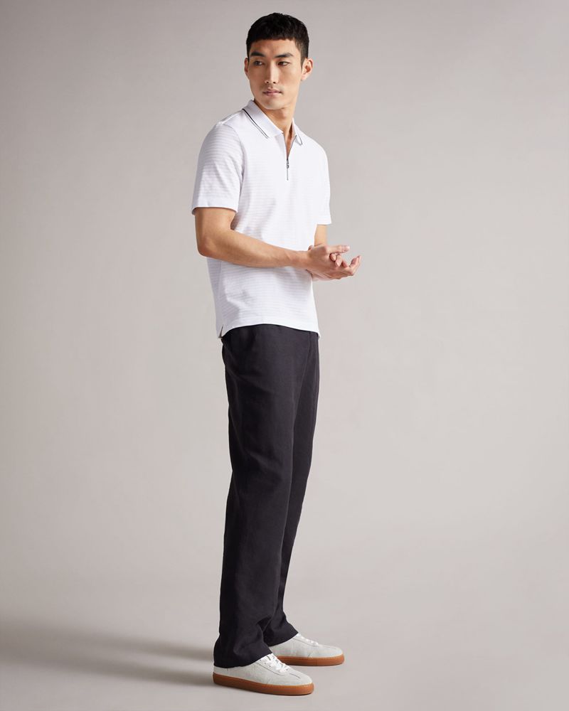 Ted Baker Buer Sleeve Textured Zip Polo Blast Herr Vita | XNM-503187