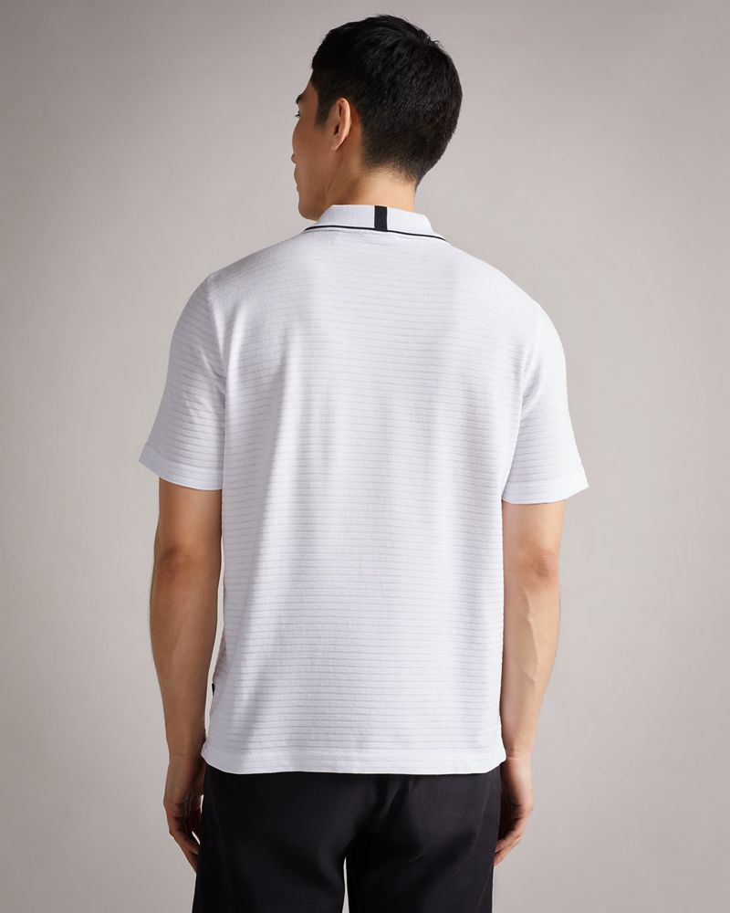 Ted Baker Buer Sleeve Textured Zip Polo Blast Herr Vita | XNM-503187