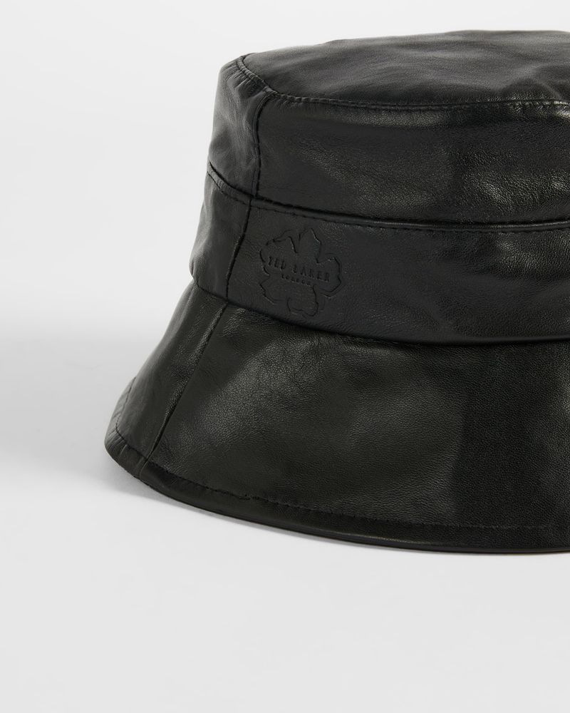 Ted Baker Bukkett Breda Brim Läder Bucket Hatt Dam Svarta | CFH-352904