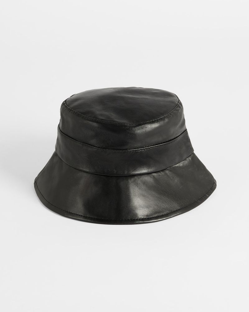 Ted Baker Bukkett Breda Brim Läder Bucket Hatt Dam Svarta | CFH-352904