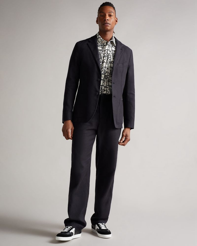 Ted Baker Caird Ss Tb Geo Printed Skjorta Herr Svarta | BEG-059376