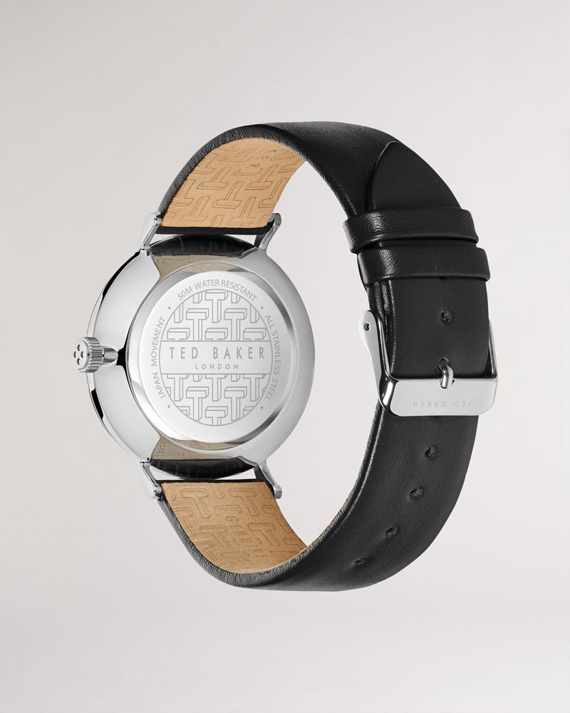 Ted Baker Calndr Läder Rem Klocka Herr Svarta | RID-576234