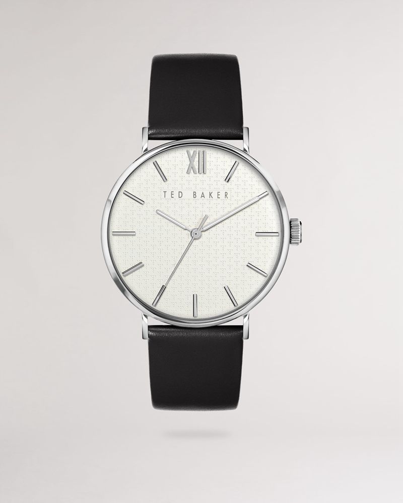 Ted Baker Calndr Läder Rem Klocka Herr Svarta | RID-576234