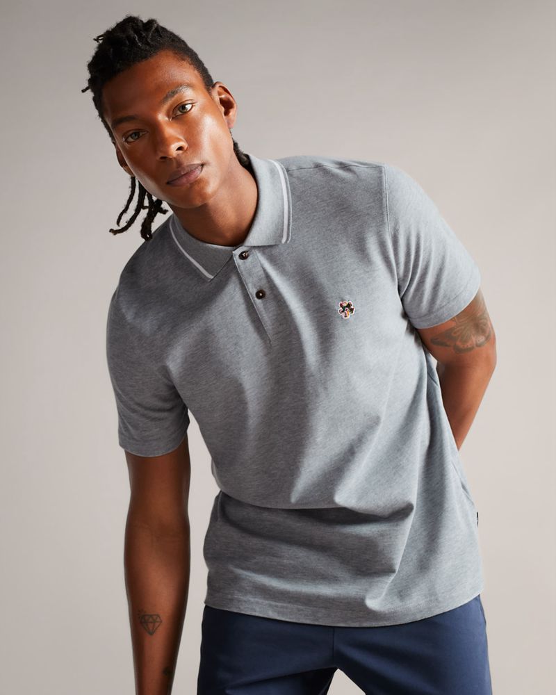 Ted Baker Camdn Sleeve Polo Blast Herr Gray | ALM-209157