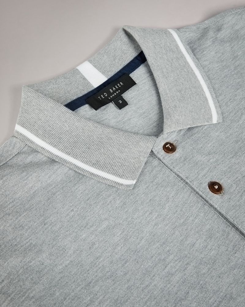 Ted Baker Camdn Sleeve Polo Blast Herr Gray | ALM-209157