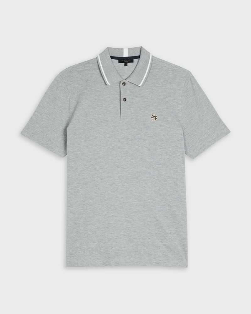 Ted Baker Camdn Sleeve Polo Blast Herr Gray | ALM-209157